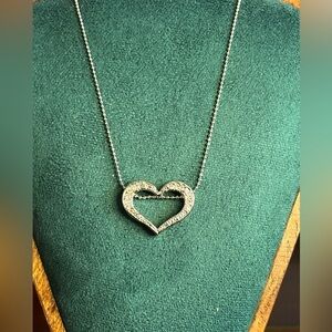 Elegant Silver Heart Necklace 16”
